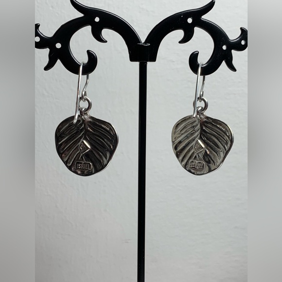Silpada Vintage Rare Sterling Silver GROW Leaf Fr Wire Earrings (Israeli made) - Picture 3 of 9